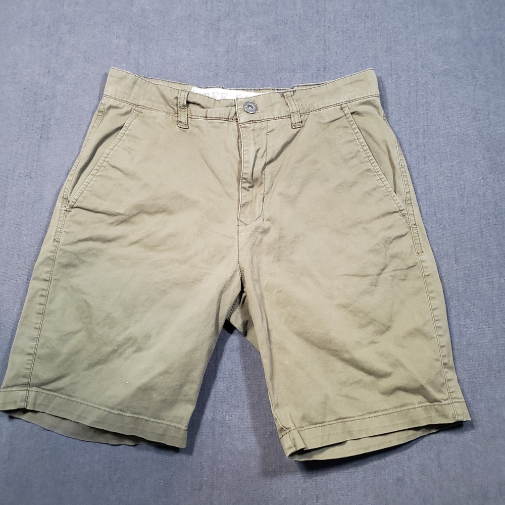 Free Planet Chino Shorts Mens 29 Olive Green Stretch Flat Front Casual‎